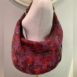 Marc By Marc Jacobs Large Handbag Multicolor Monogram Canvas Purse Leather Strap